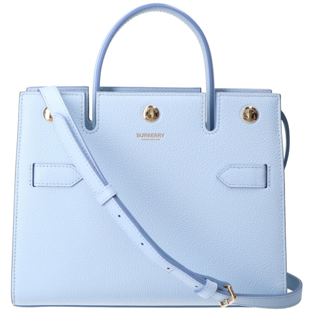 BURBERRY Baby Title Small 2-Way Leather Tote Bag/Shoulder Bag - Sky Blue (Wom...